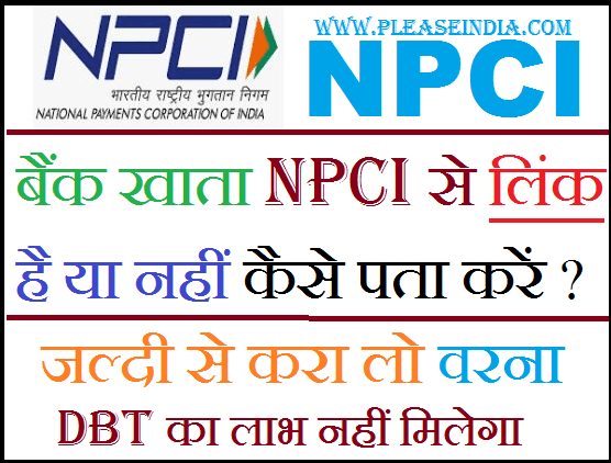 NPCI Aadhar Link Bank Account Status Check